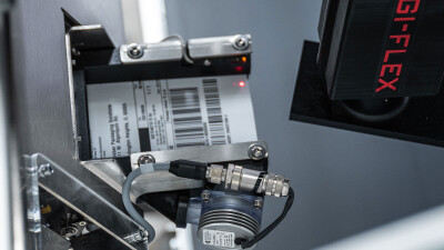 Barcode-Etikett im Etikettierportal Legiflex