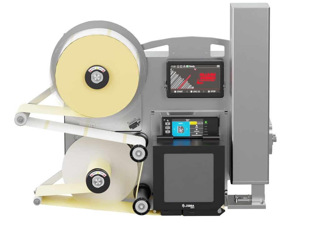 Etikettenprintdispenser Legi-Air 4050E met etiketten voorzijde