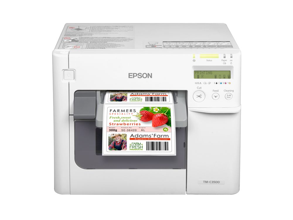 Kleurenetikettenprinter Epson ColorWorks C3500 met etiket voorzijde