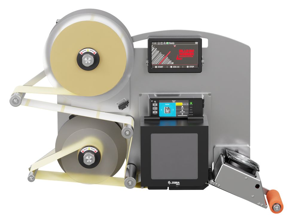 Etikettenprintdispenser Legi-E 4050B met etiketten voorzijde