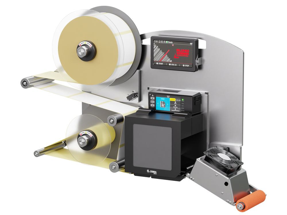 Etikettenprintdispenser Legi-E 4050B met etiketten rechts