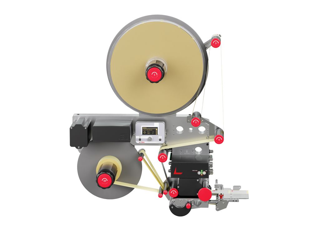 Etikettenapplicator Alpha HSM voorzijde met ingevoegde etiketrol