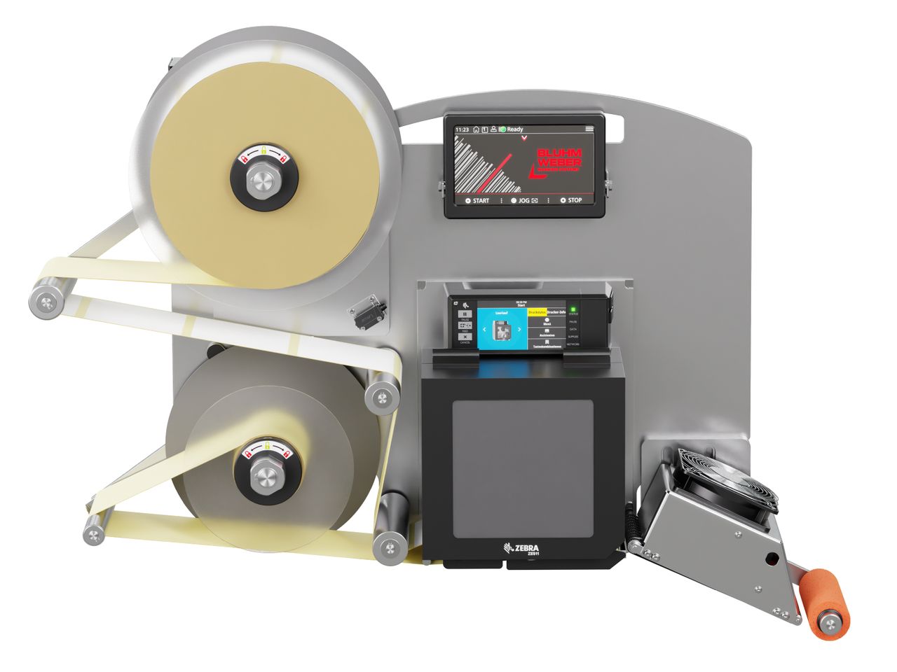 Etikettenprintdispenser Legi-E 4050B met etiketten voorzijde