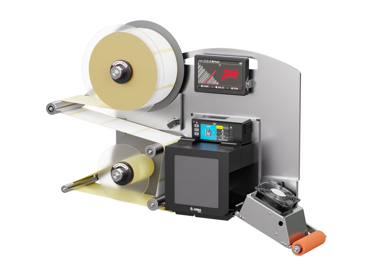 Etikettenprintdispenser Legi-E 4050B met etiketten rechts