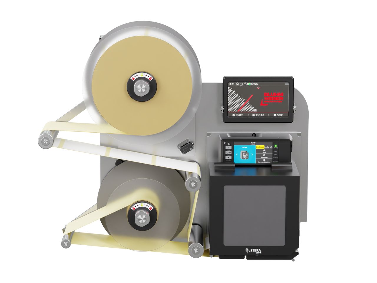 Etikettenprintdispenser Legi-Air 4050B-R met etiketten voorzijde