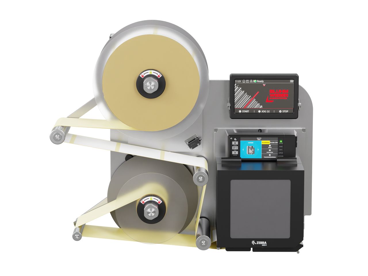 Etikettenprintdispenser Legi-Air 4050B-R met etiketten voorzijde