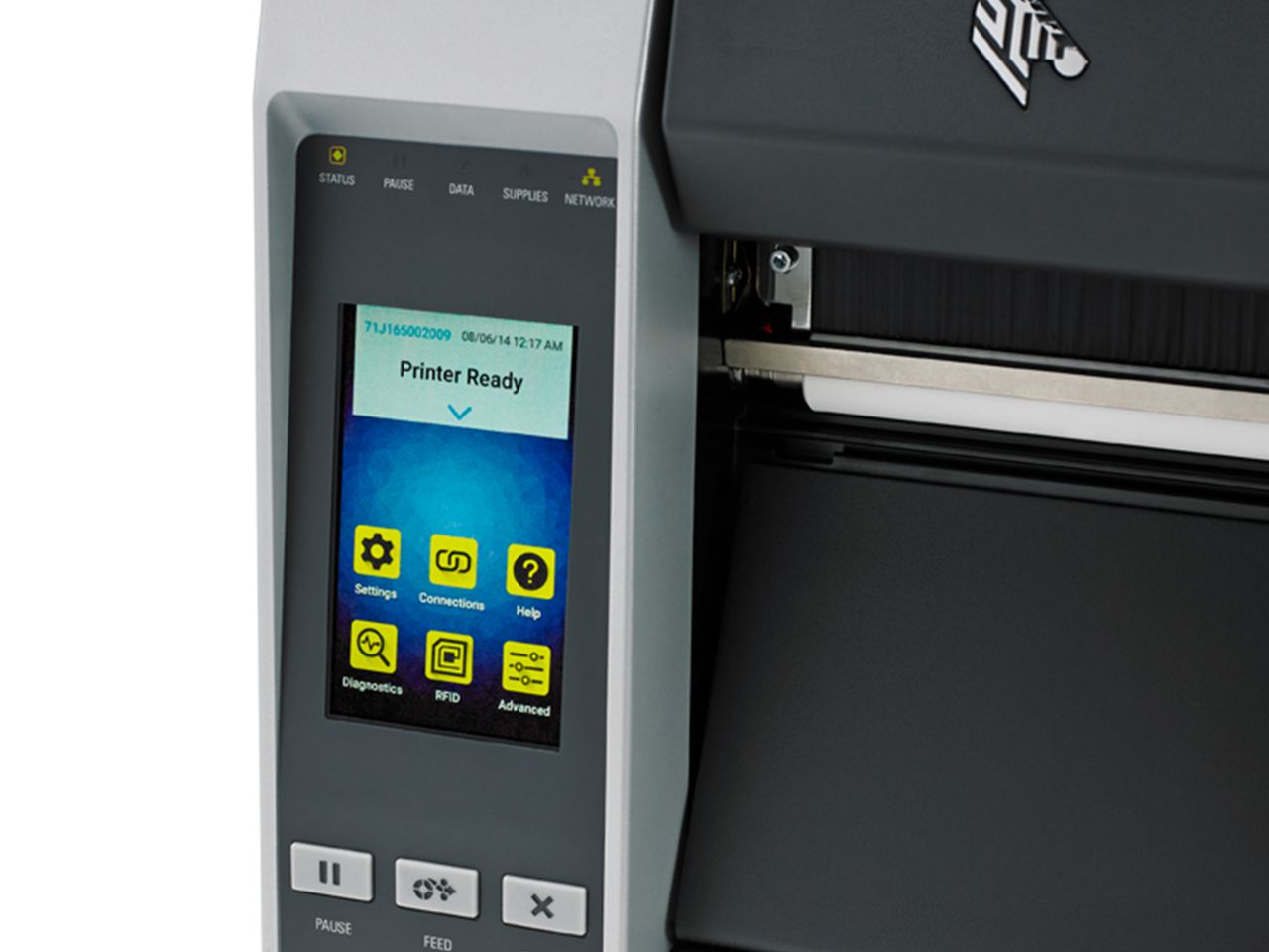 Zebra ZT610 etikettenprinter touchscreen bediening