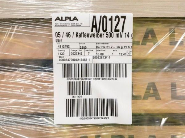 Legi-Air etiket op gefolieerde pallet
