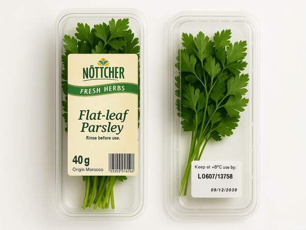 Etiketteersysteem Geset 217 dubbelzijdig etiket op voedselverpakking