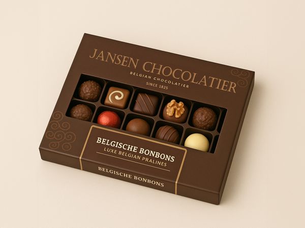 Etiketteersysteem Geset 218 C-Wrap etiket op pralinendoos