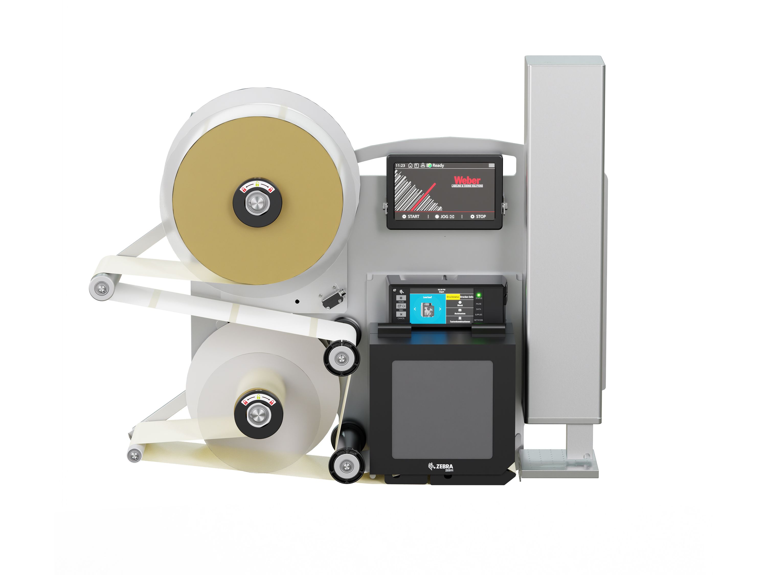 Etikettenprintdispenser Legi-Air 4050B met etiketten voorzijde