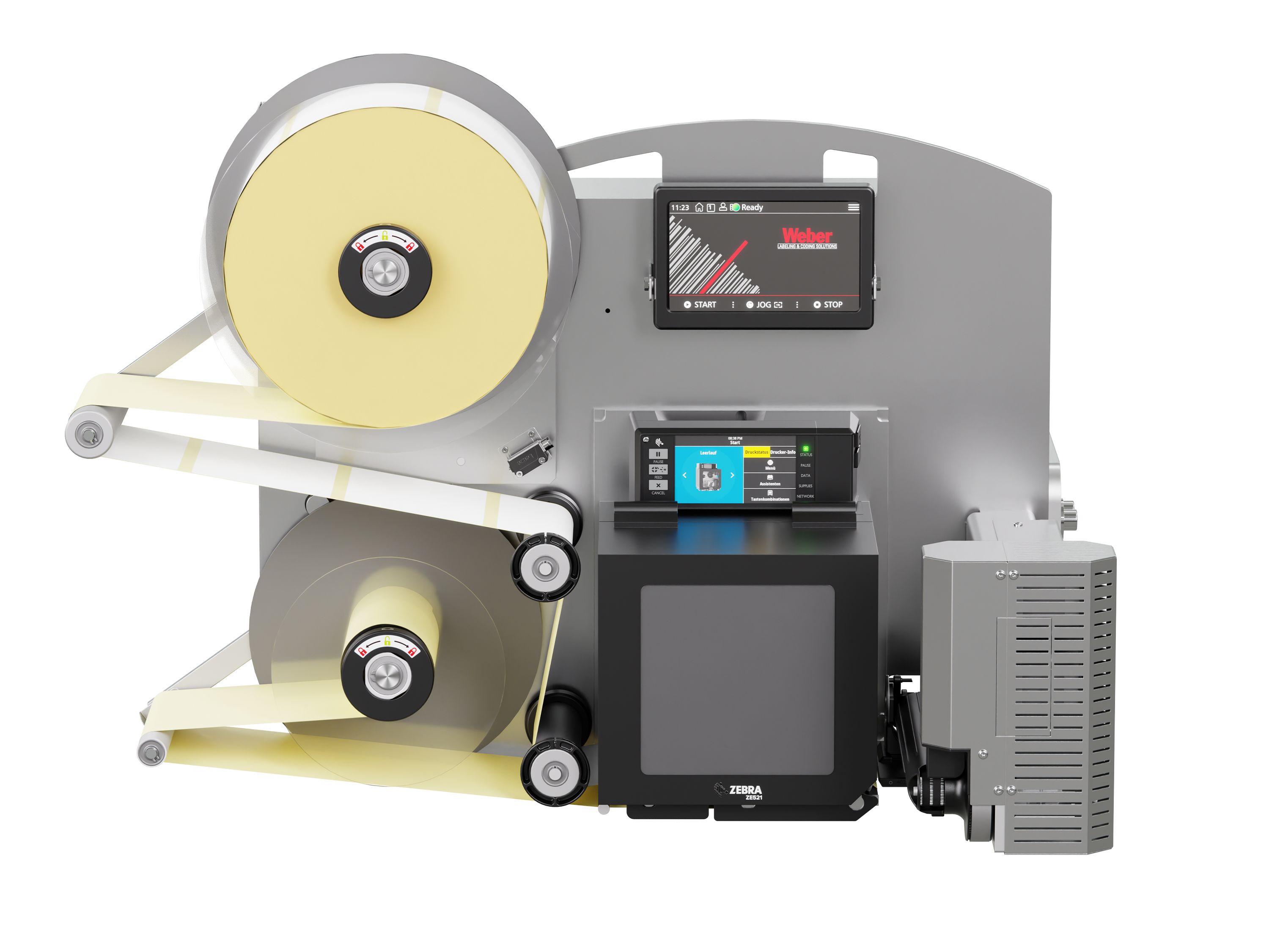 Etikettenprintdispenser Legi-Air 4050RR met etiketten voorzijde