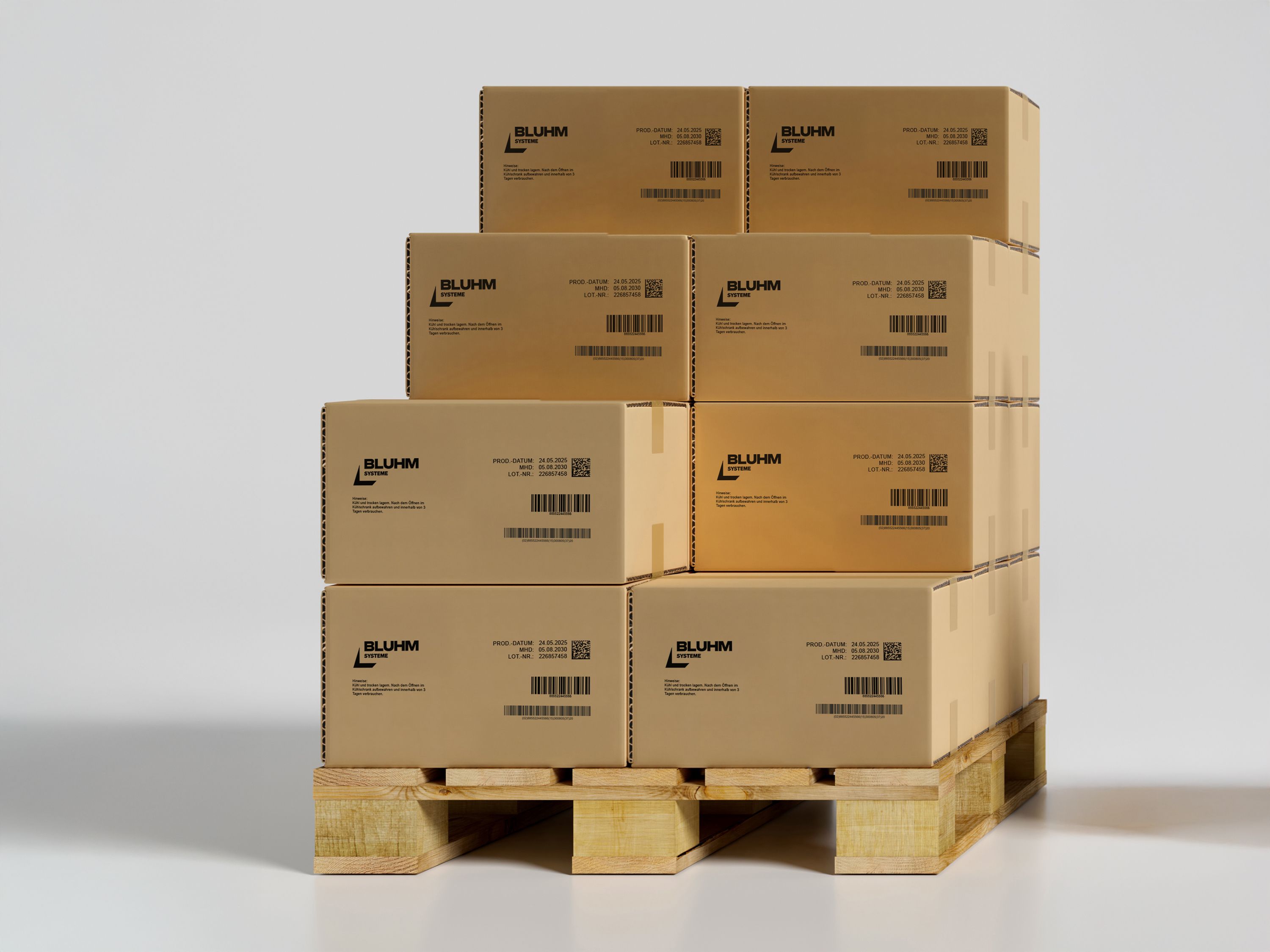 108 dozen bedrukt met inkjetprinter Markoprint integra Singular op een pallet