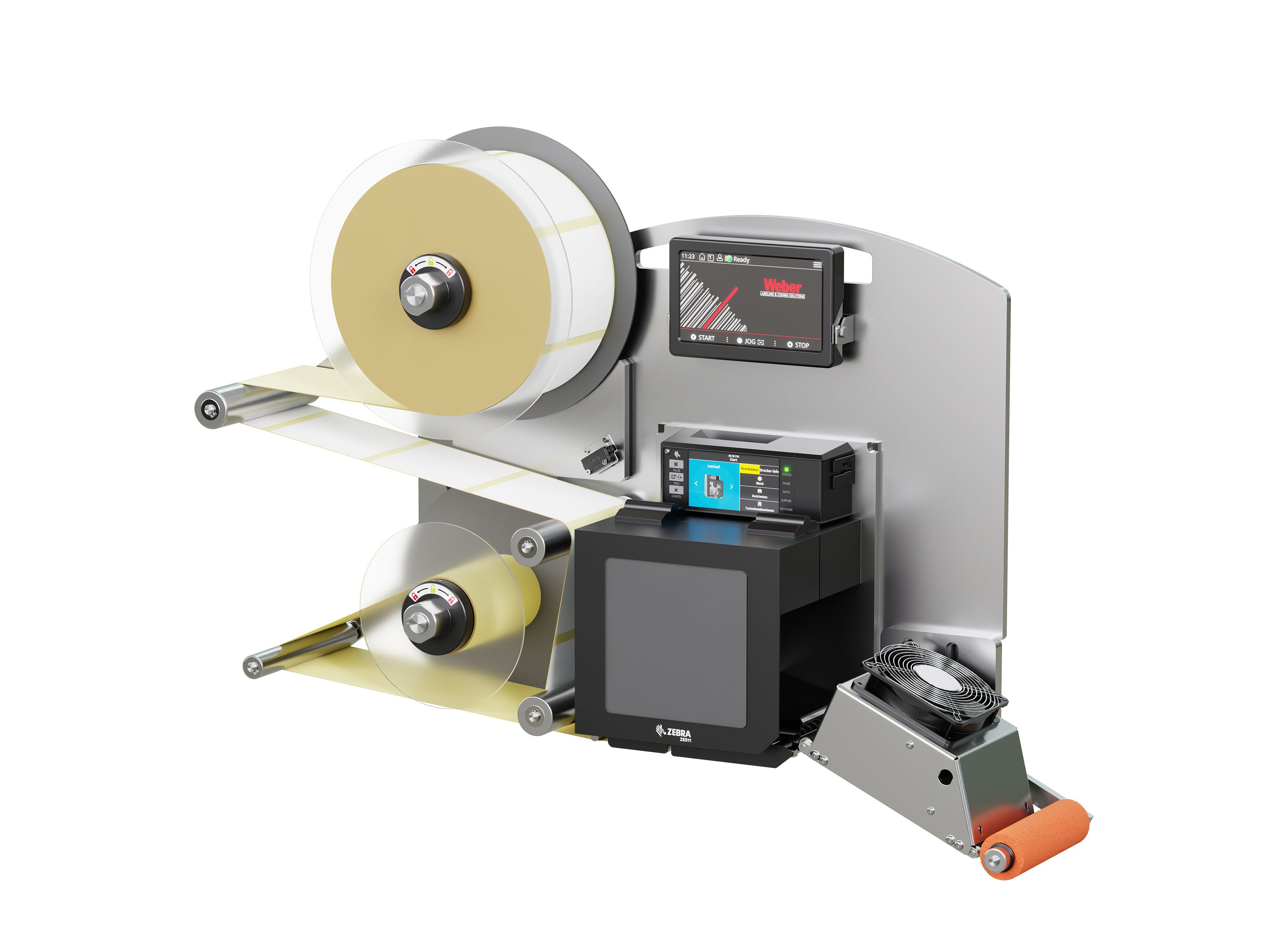Etikettenprintdispenser Legi-E 4050B met etiketten rechts