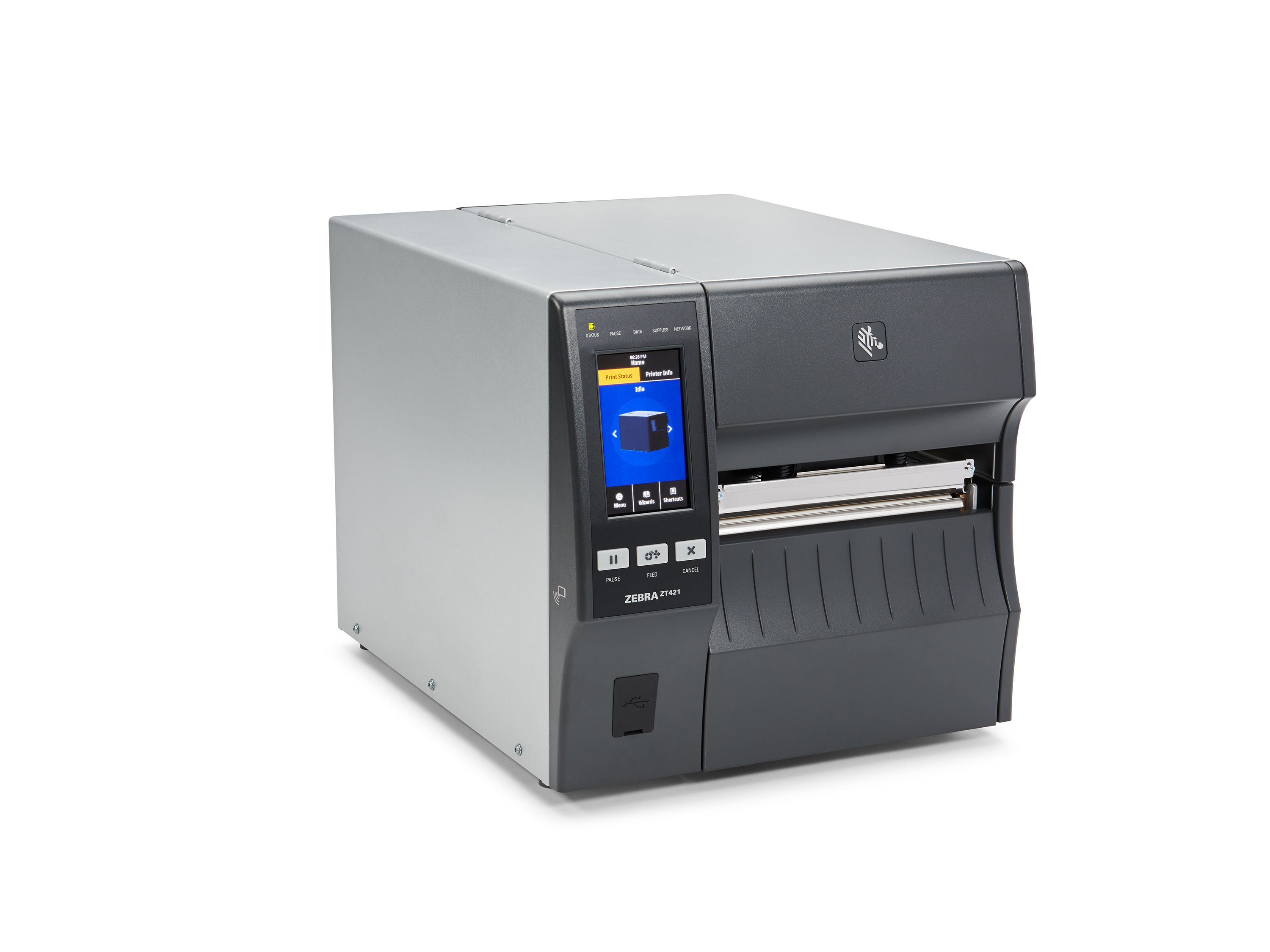 Zebra ZT421 etikettenprinter voorzijde rechts